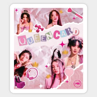 collage design of (g)idle in the queencard era Sticker